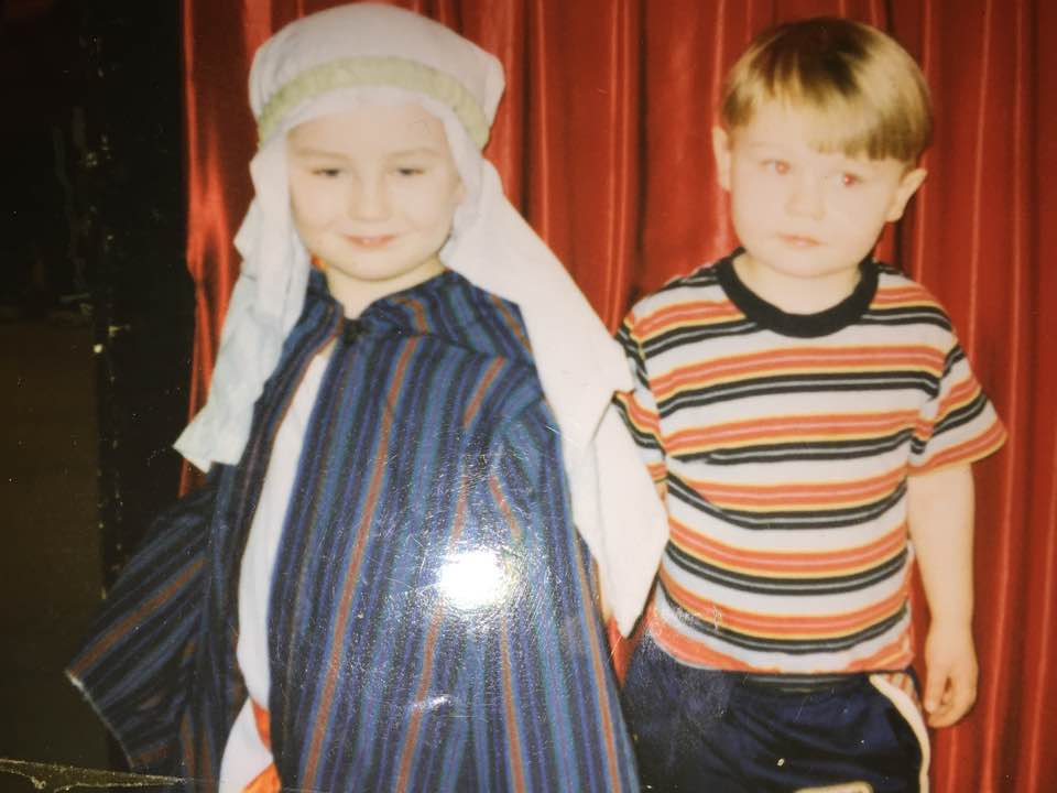 two young boys at a nativity play